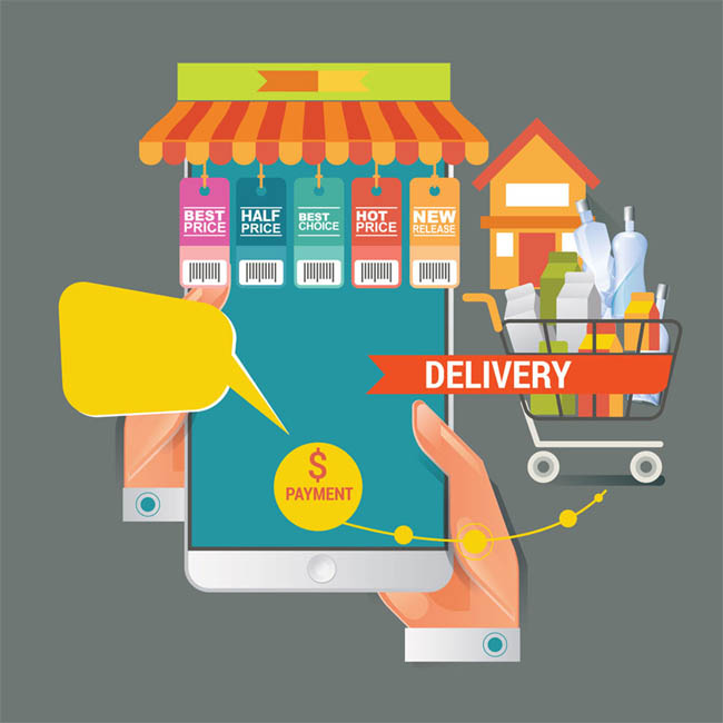 互联网新零售店铺创意设计 矢量素材赋能零售革新